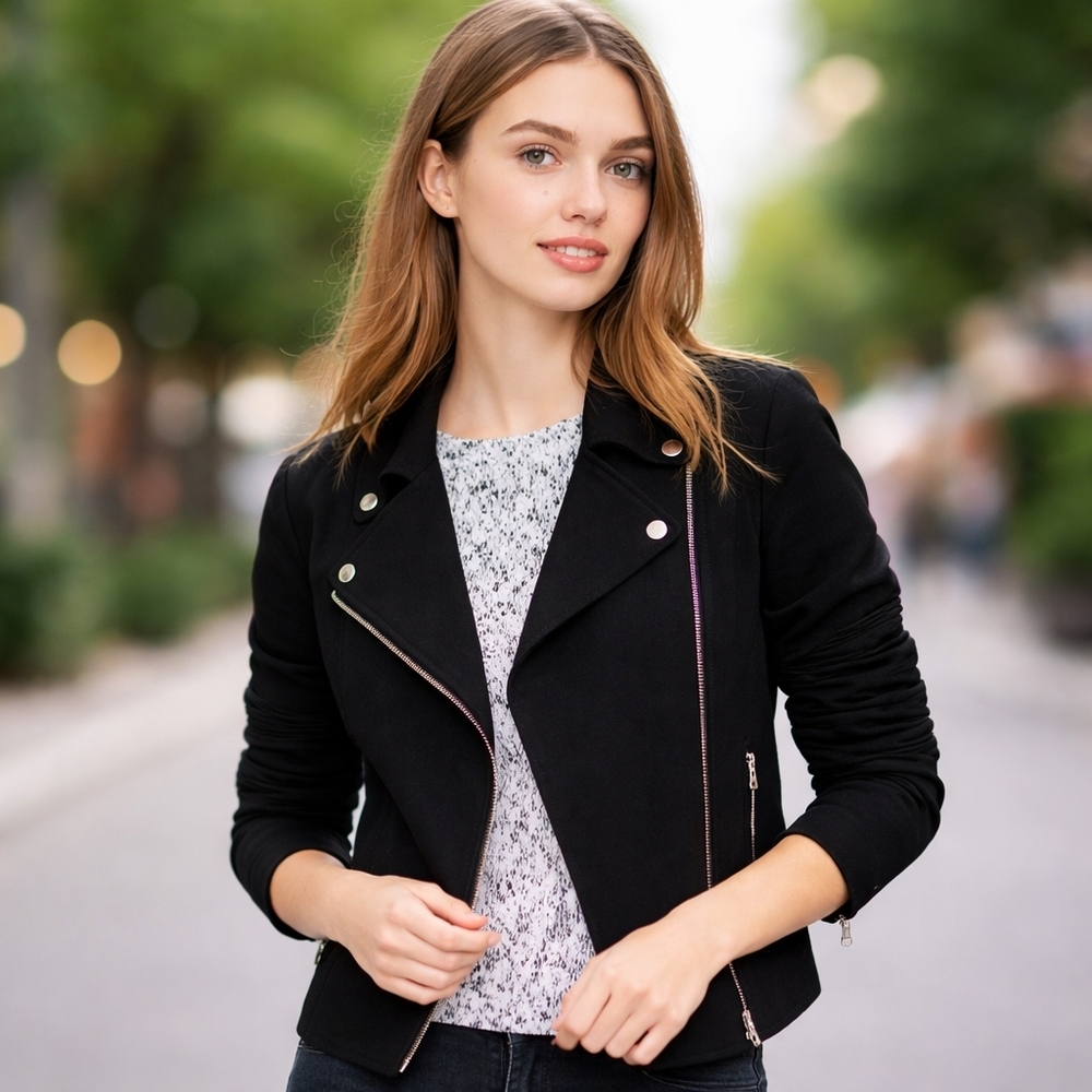 Aritzia Wilfred Montesson Crepe Black Moto Jacket | Designer Biker Blazer Chic